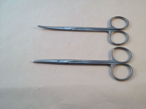 Metzenbaum scissors, 15cm/6&#034;, straight &amp; curved, German stainless steel  two (2)