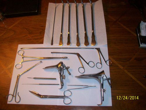 Vintage V Mueller surgical instruments lot of 16 grasping forceps, sound rods