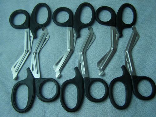6- Utility Scissors 7.5&#034; BLACK EMT Medical Paramedic Nurse Scissor