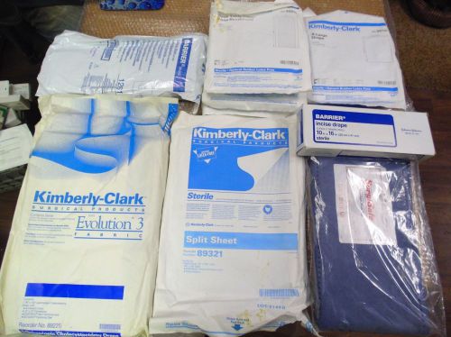 Lot of 19 surgical sheets, drapes, floor pads: kimberly clark, barrier, &amp; colby for sale
