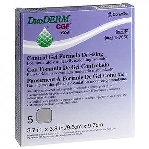 DuoDerm 4&#034;x 4&#034; CGF 187660 Convatec Hydrocolloid Wound Dressing Sterile box of 5