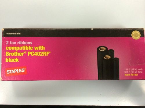 2 Fax Ribbons Brother Pc402rf Black SFB-60