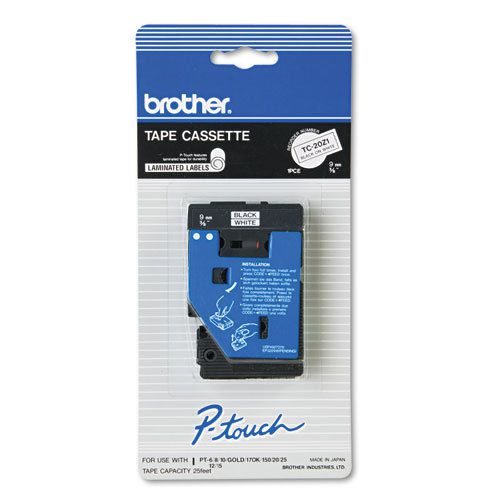 Brother tc laminated tape cartridge for p-touch, 0.37&#034; x 25&#039;, white, 7 each for sale