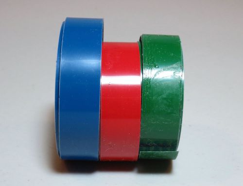 Rotex - 1/2&#034; embossing label tape  - lot of 3 rolls - blue (green, red partials) for sale