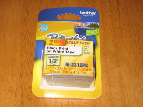 Brother P Touch M231 2 Pack B/W P-Touch Adhesive Label Tape M2312PK