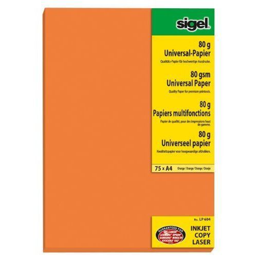Sigel LP604 Universal Papers Vibrant Colours, orange, 80 gsm, A4, 75 sheets