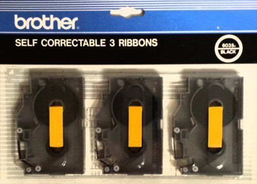 Brother Industries, LTD. 6035A Self Correctable 3 Ribbons, Black,