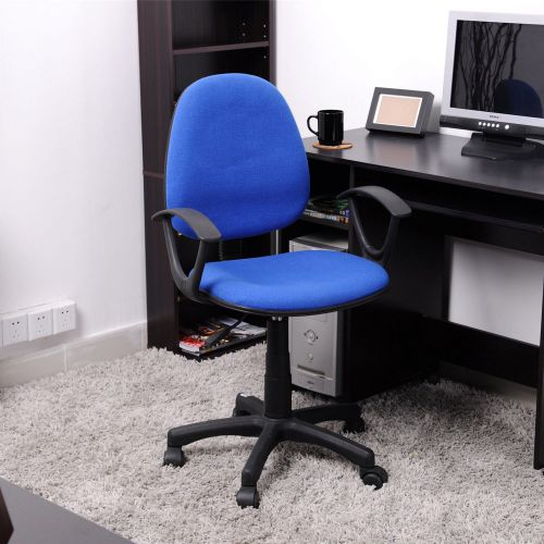 Blue Computer Desk Office Student Study Chair Mesh Fabric Back Swivel Seat