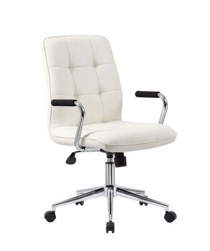 B331 BOSS WHITE MODERN OFFICE/COMPUTER TASK CHAIR WITH CHROME ARMS
