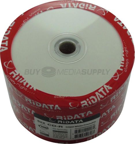 Ritek Ridata CD-R 52x 80min 700mb White Inkjet Full Face Hub - 600 Pack