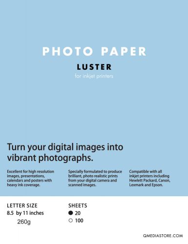 Professional Premium Luster  Inkjet Photo Paper 8.5 x 11 inches (260g)
