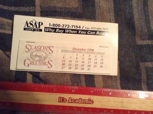 ASAP Linen INC Seasons Greeting CALENDAR Dec 1998 - Dec 1999 Desk Style Collect