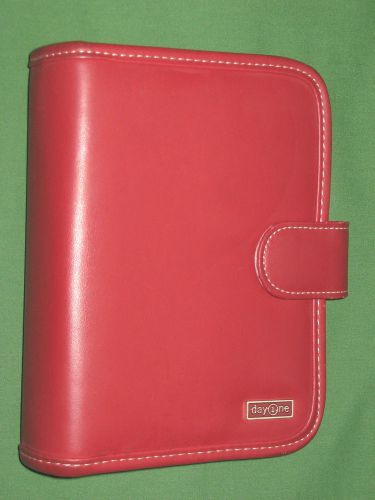 Compact 1.25&#034; red faux-leather franklin covey 365 planner organizer binder 3552 for sale