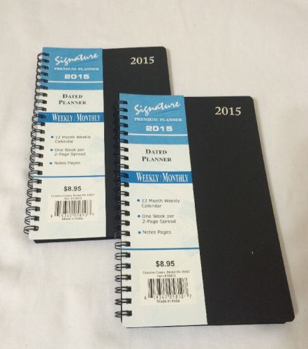 2 Signature 2015 Series Dated Day Planner Calendar Weekly MONTHLY 5X8 BLACK