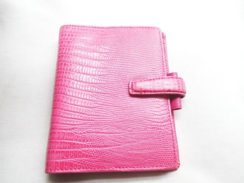 Filofax pocket topaz  collection personal office organizer pink italian leather for sale