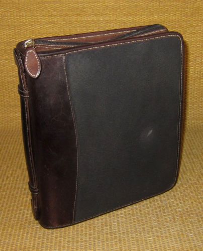 Classic 2&#034; Rings | Brown LEATHER Black Durable FRANKLIN COVEY ZIP Planner/Binder