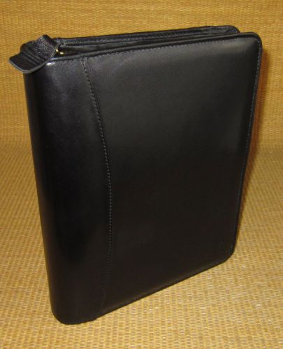 Classic 1.5&#034; rings | black aniline leather franklin covey zip planner/binder for sale