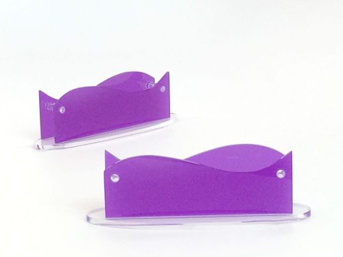 New CLEAR Purple Acrylic Plastic Desktop Business Card Holder Display USA SHIP