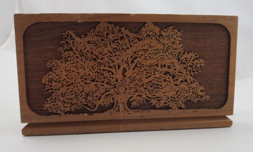 Vtg lasercraft laser engraved wood wooden walnut willow tree letter holder for sale