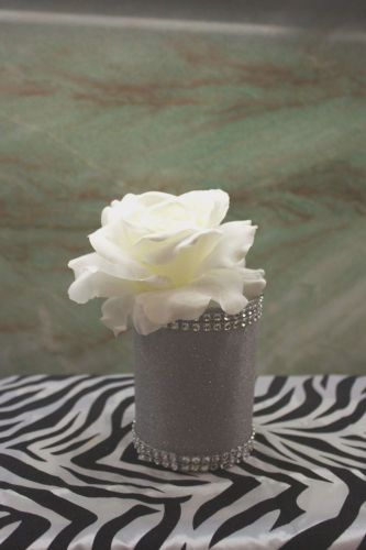 Recylced Silver BLING Tin Can Fresh Flower Holder/Organizer/Pencil Cup
