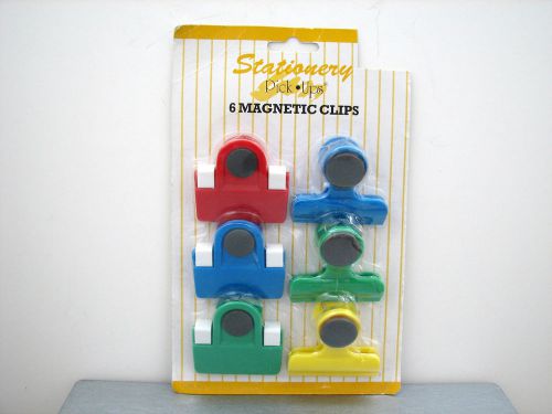Stationery Pick Ups 6 MAGNETIC CLIPS red yellow 2 green 2 blue NIP