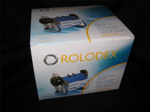 NEW ~ ROLODEX Blue Rotary Business Card File, A-Z Tabs + 200 Sleeved Cards 63299