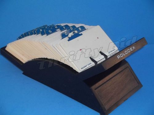 Rolodex gl-24 open v-glide card file woodgrain 260+ 2 1/4&#034; x 4&#034; cards &amp; index for sale