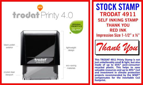 &#034;THANK YOU&#034; Self Inking Rubber Stamp in Red Trodat 9411 Stamper
