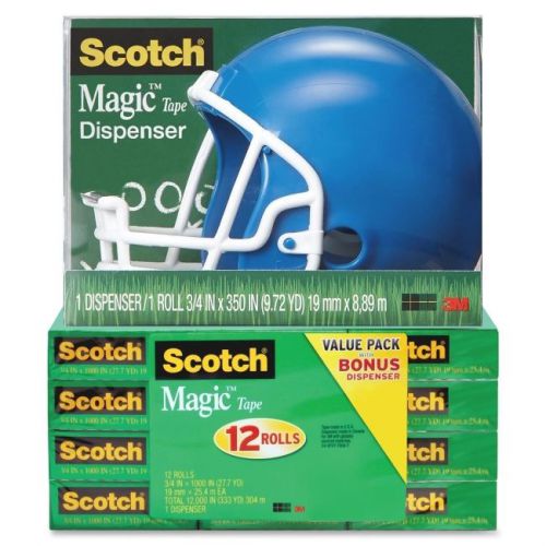 Scotch Magic Tape Helmet Dispenser Pack - 0.75&#034; Width X 83.33 Ft (810k12c32fbh)