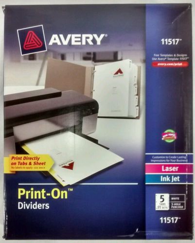 Avery 11517 Index Divider Print Directly on Tabs, 5 Tabs, 25 Sets, Laser Inkjet