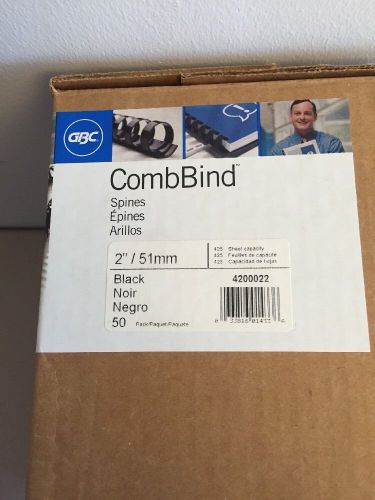 Gbc combbind spines, 2&#034; 425-sheet capacity, black, 50 per box - swi4200022 for sale