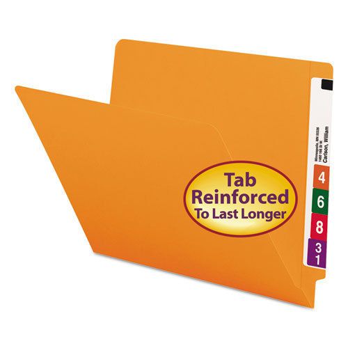 Colored file folders, straight cut, reinforced end tab, letter, orange, 100/box for sale