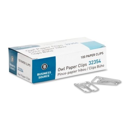 Business Source Owl Paper Clip - No. 3 - 100 / Box - Silver - BSN32354