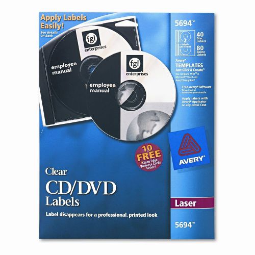 Avery Consumer Products Laser CD/DVD Labels, Glossy Clear, 40/Pack