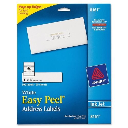LOT OF 4 Avery Easy Peel White Mailing Label -1&#034;Wx4&#034;L - 500/Pk -White