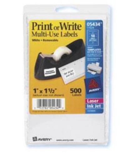 Avery Labels Print Or Write White Removable Rectangular 1&#039;&#039; x 1-1/2&#039;&#039; 500 Count