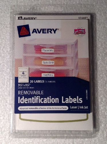 Avery Removable Identification Labels (41449), 3 1/2&#034; x 1 1/4&#034;. Laser / Ink Jet.
