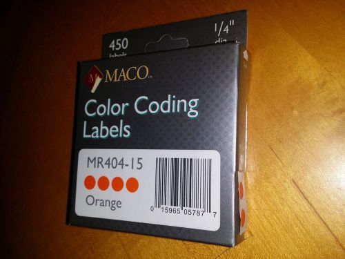 MACO Color Coding Labels 1/4&#039;&#039; Diameter Permanent 450 Count Orange MR404-15