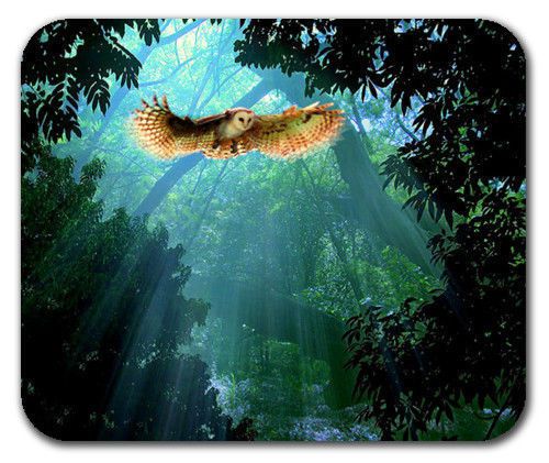 Mystical Rays Owl Landing Forrest Mousepad Mouse Pad Mat