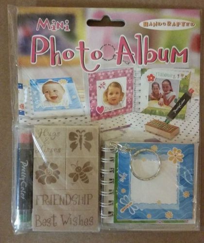 Mini Photo Album Craft Kit with Stamps &amp; Ink lot of 6 units