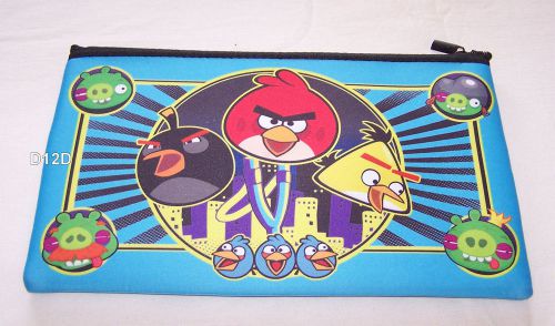 Angry Birds Group Blue Printed Neoprene Zip Up Pencil Case New