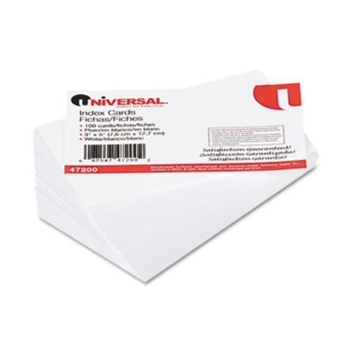 Universal Office Products 47200 Unruled Index Cards, 3 X 5, White, 100/pack
