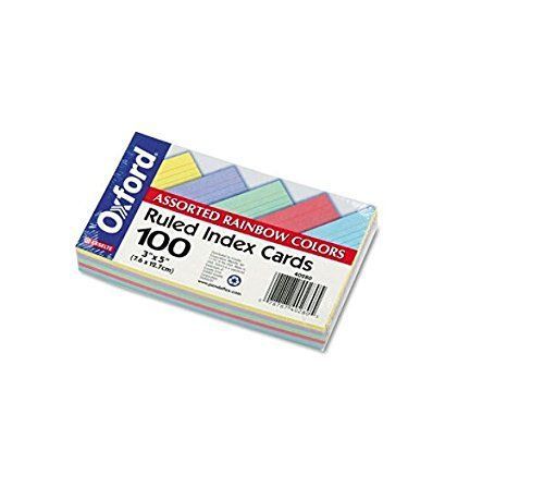 Recycled Oxford Color-Pack Index Cards, Ruled, 3&#034;x5&#034;, 20 Each 5 Colors, 100/Pack