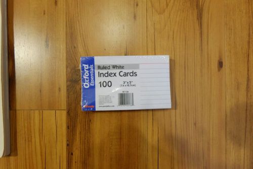 INDEX CARDS RULED WHITE 100 COUNT PER PACKAGE 3&#034; X 5&#034; CARDS OXFORD ESSENTIALS