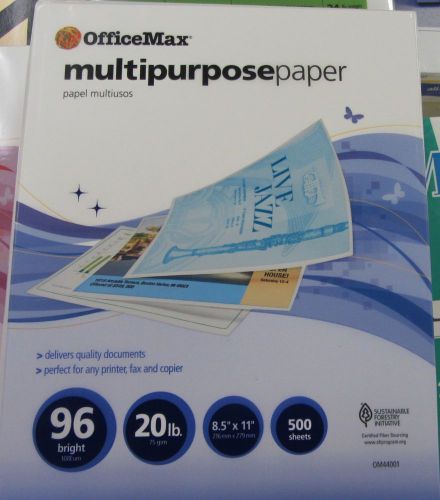 Office Max Multipurpose Copy Paper 96 Bright 500 Sheets 8.5&#034; x 11&#034; 20 lb