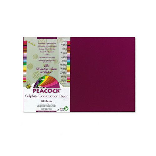 Pacon Corporation Peacock Sulphite Construction Paper, 12 x 18 Burgundy Set of 4