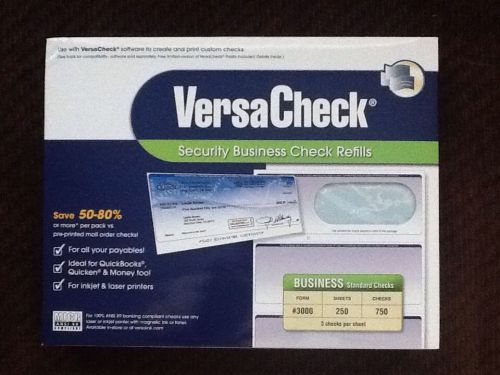 VersaCheck security business check refills form #3000 250 sheets Green