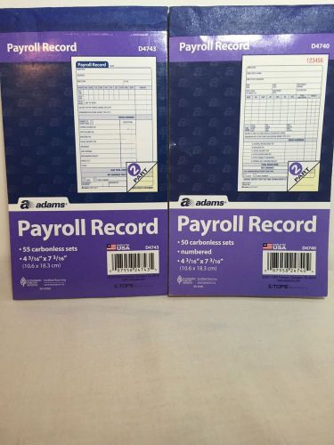 Adams Employee Payroll Record Books Set Of 2 New 2-part
