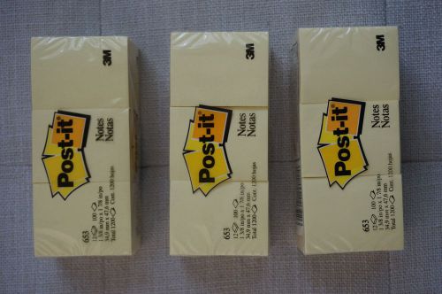 NEW! 3M 1 3/8 in x 1 7/8 in Canary Yellow Post-It Notes Lot 36 Pads