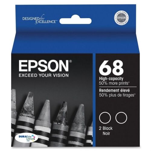 EPSON - ACCESSORIES T068120-D2 BLACK INK CART HICAP 2XPK